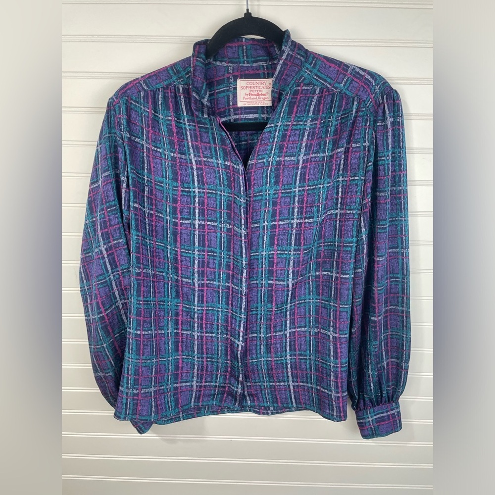 Pendleton Vintage County Sophisticates Button Down Petite Plaid Shirt S W - Picture 1 of 10